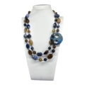 Collana in sodalite, agata del Botswana e maxi rondella in lapislazzuli