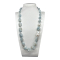 Collana in Acquamarina milk azzurra e maxi perle Biwa bianche