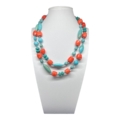 Collana in corallo bambu arancio e howlite azzurra