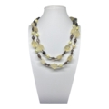 Collana in quarzo fumè naturale, quarzo rutilato, quarzo lemon e perle di fiume gold