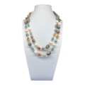 Collana in amazzonite, madreperla bianca, agata gialla e agata dendridica