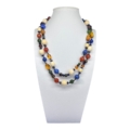 Collana in avorio antico, ambra messicana, giada spinacina, corniola e lapislazzuli