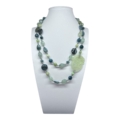 Collana in prehnite, avventurina, agata muschiata, agata verde striata e maxi giaga incisa